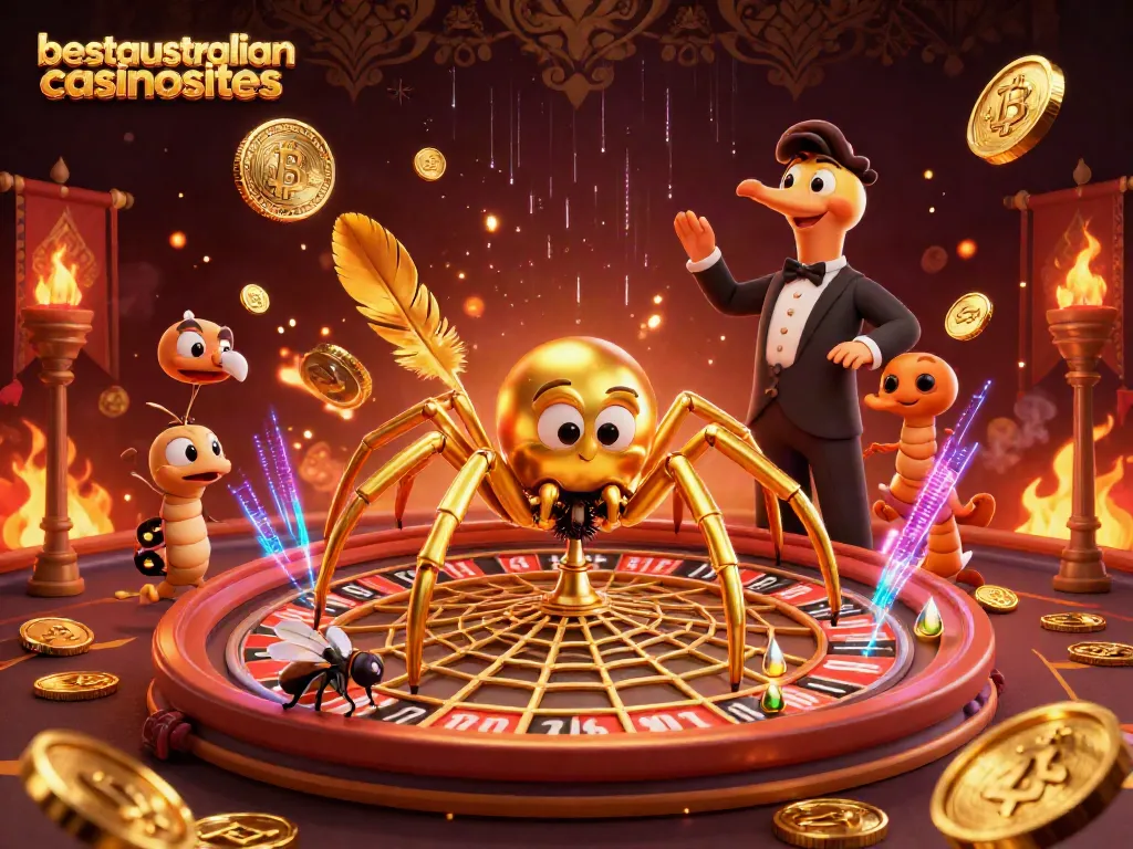 Spin the roulette wheel at bestaustraliancasinosites with a golden spider and centipede croupier.