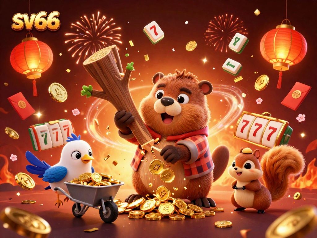Experience winning moments at sv66 with lively beaver and friends celebrating coins and jackpots.