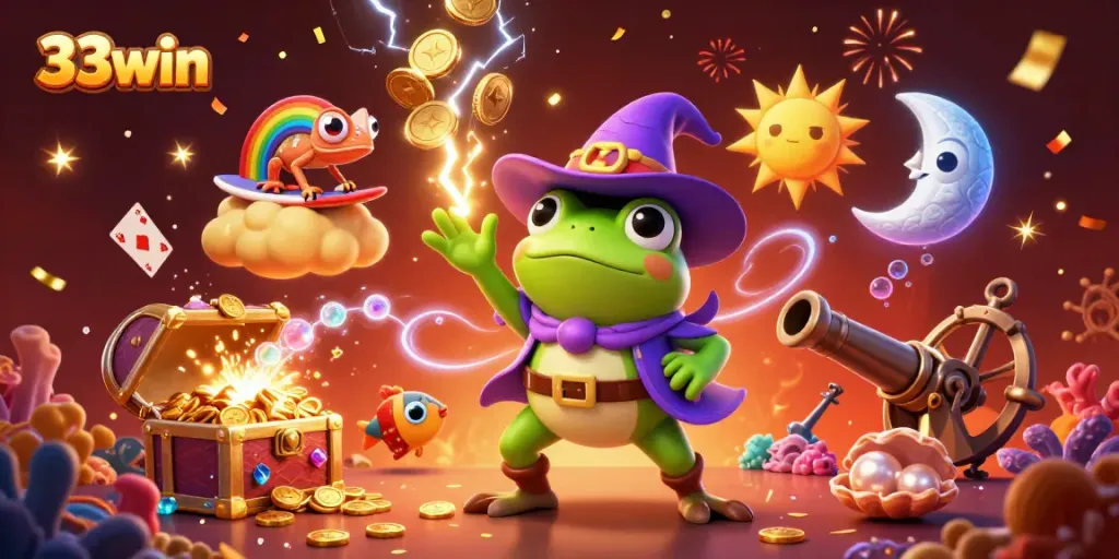 Experience thrilling games at 33win with a storm of coins and vibrant casino elements.
