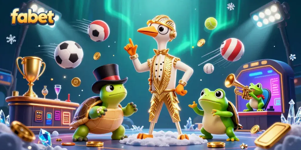 Engage in the vibrant gambling world of Fabet, filled with dynamic sports elements and 3D animated characters.