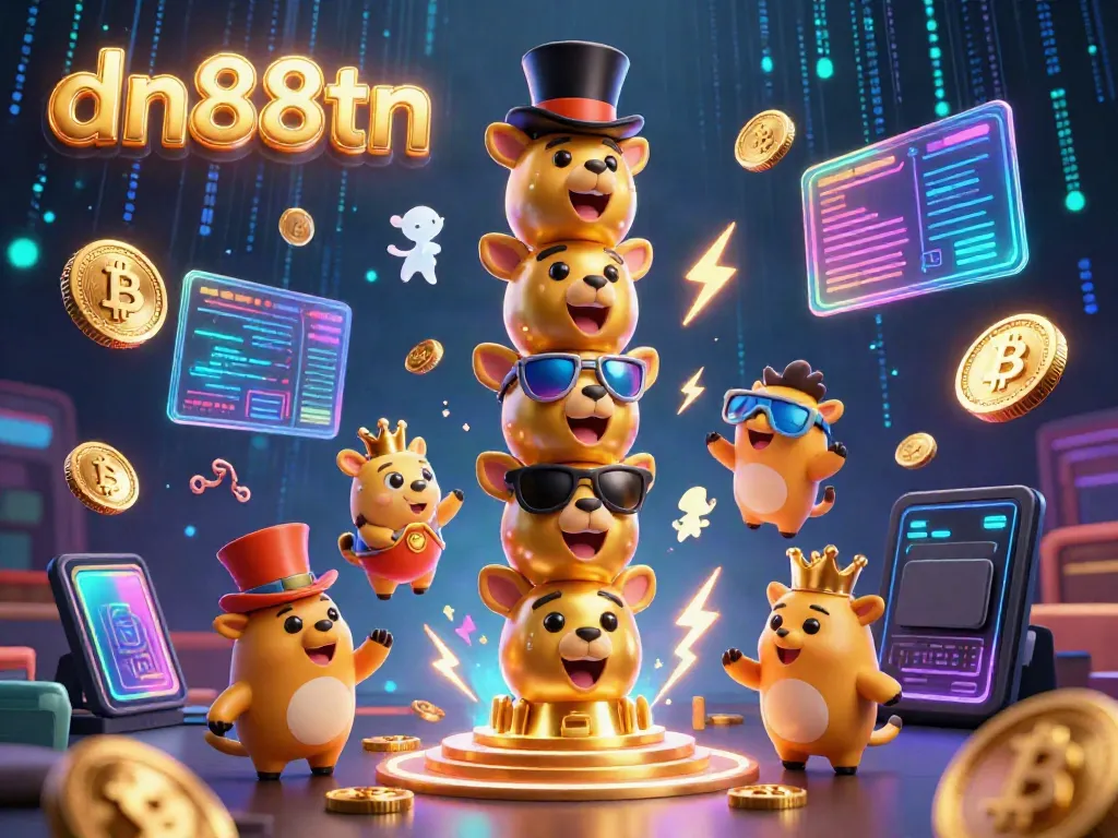 Experience the excitement of dn88tn with a vibrant casino-themed illustration featuring a golden totem pole and cryptocurrency elements.