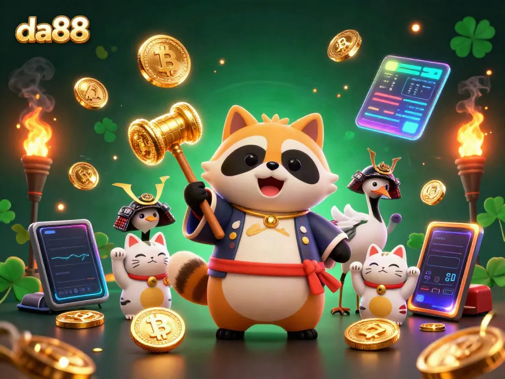 Experience the excitement of da88's gaming universe with unique characters and vibrant casino elements.