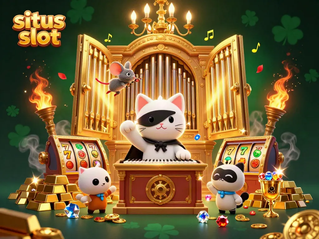 Experience the thrilling atmosphere of situs slot gaming with our vibrant casino illustration.