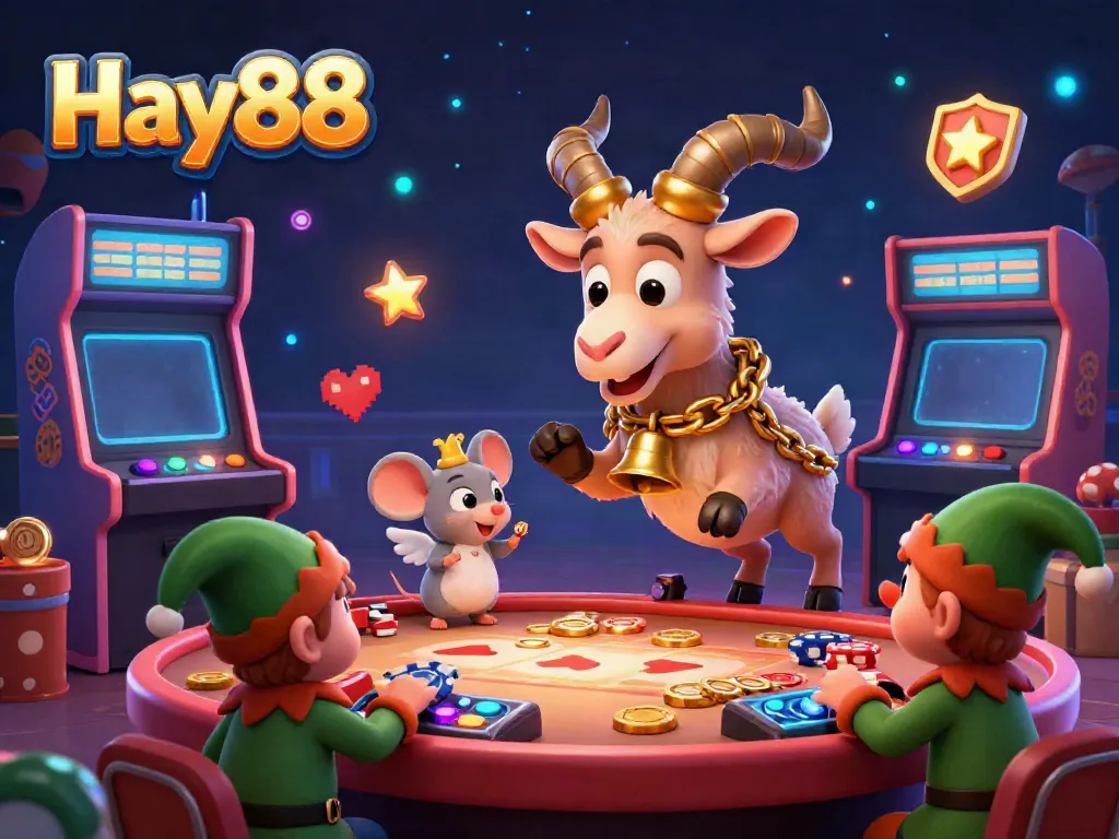 Engage with Hay88's thrilling casino adventure featuring a festive Krampus goat and mischievous gremlins!