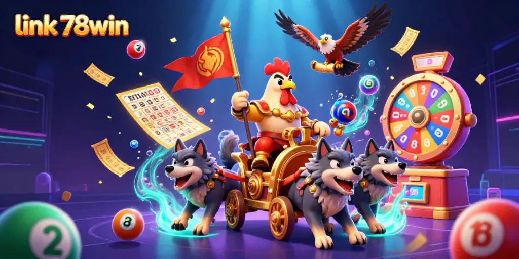 Engage with link 78win through this rich 3D illustration depicting a casino-themed adventure.