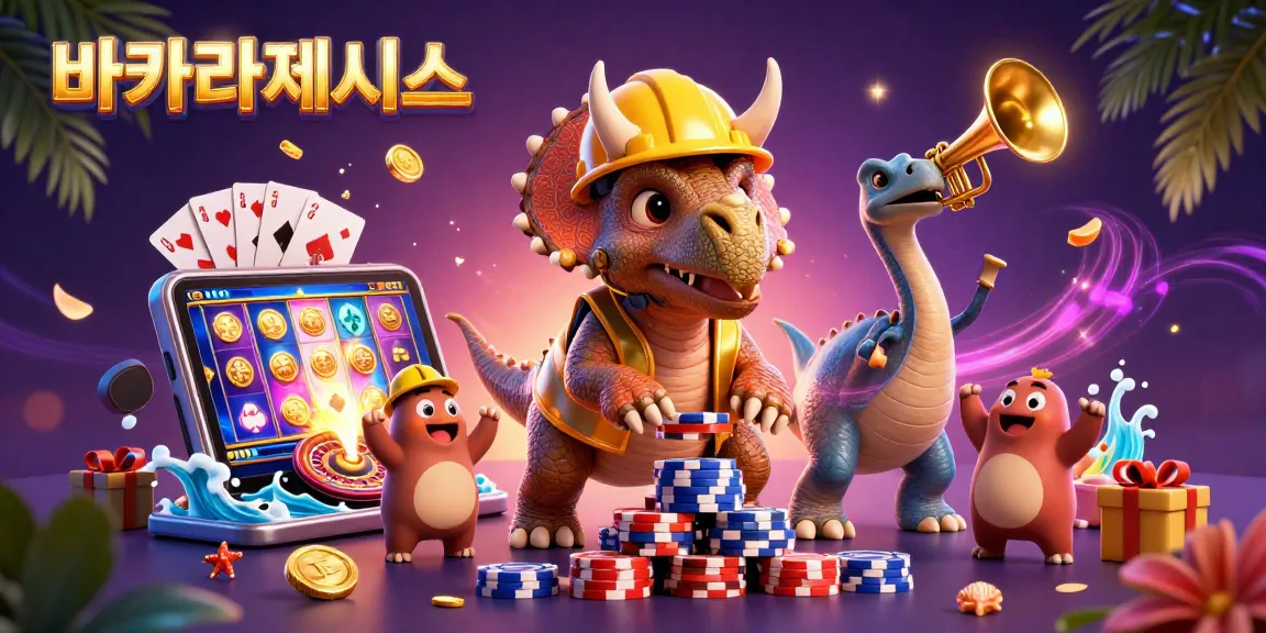 바카라사이트에서 3D 만화공룡들이 생동감 있게 도박을 즐기는 장면